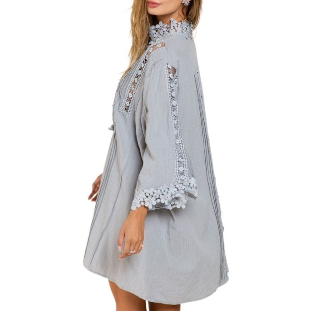 POL Dress Woven Cotton Mystic Grey Small - Picture 2 of 6